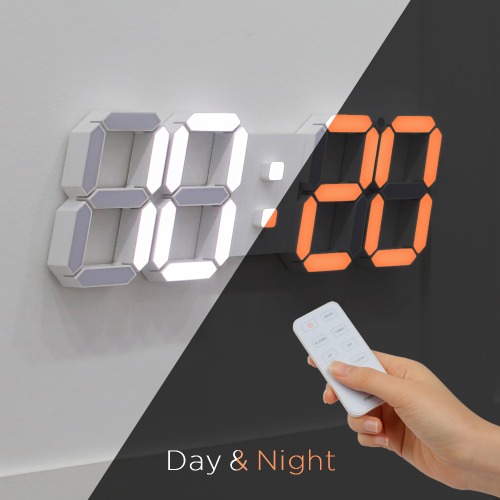 [무아스] 3D 빅플러스 듀얼 벽걸이 LED 벽시계 무소음 디지털 전자 리모컨 거실 인테리어 디자인 시계