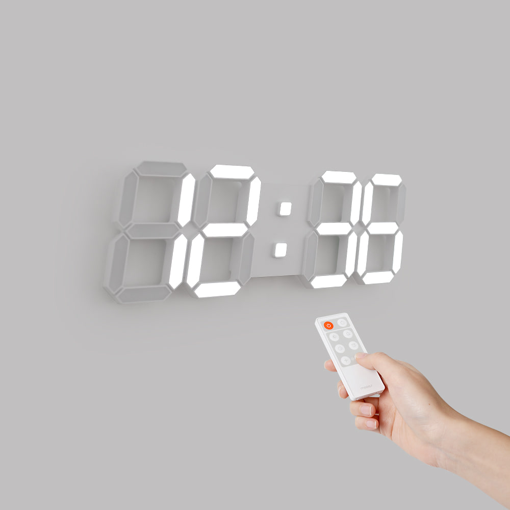 [무아스] 퓨어 슬림 39cm 라지 3D LED 벽시계 무소음 벽걸이 리모컨 디지털 전자 거실 인테리어 시계